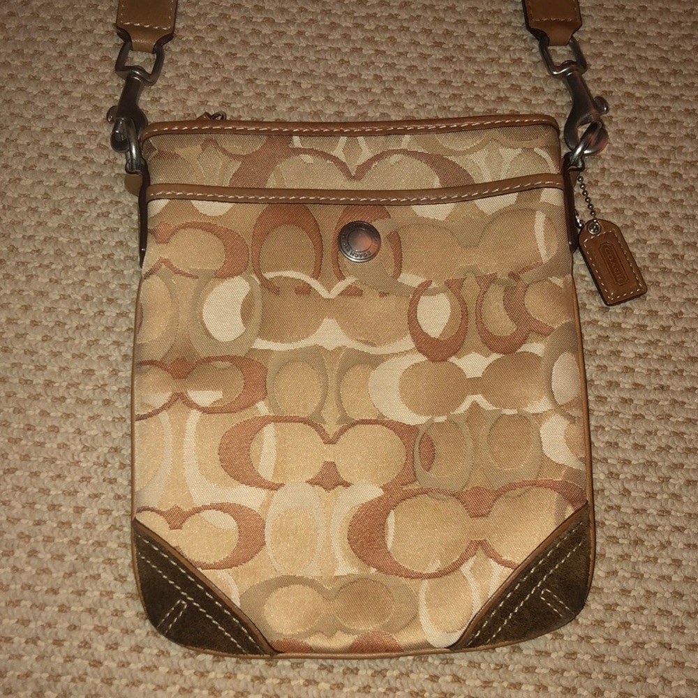 Tan coach cross body bag